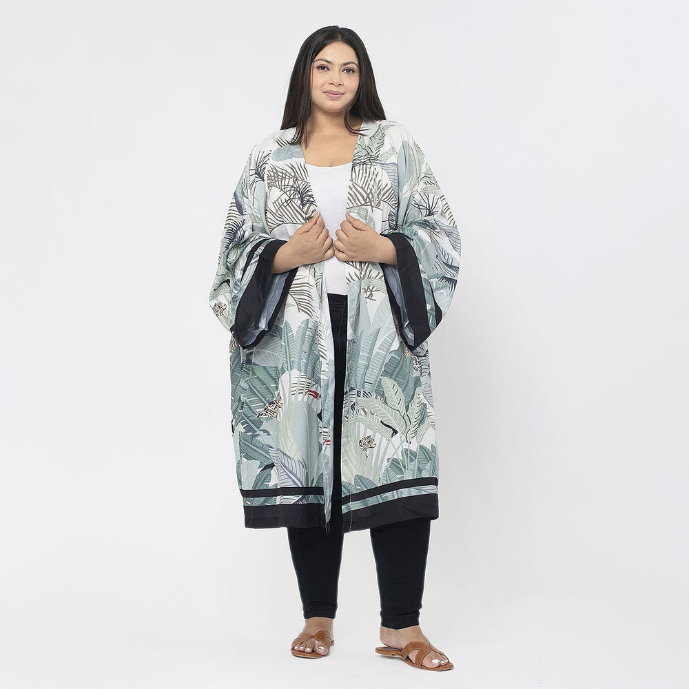 Tamsy Printed Kimono (Size XXL) - Green