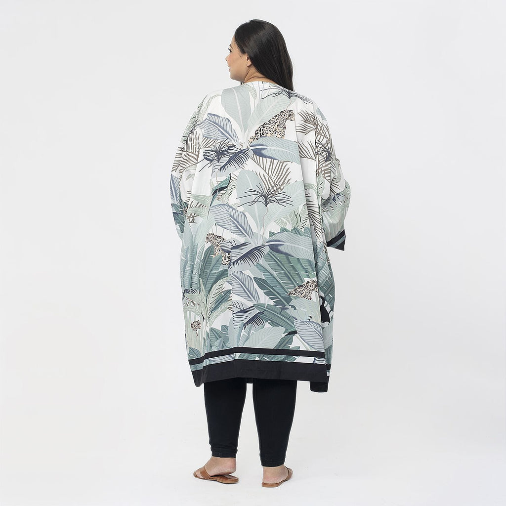 Tamsy Printed Kimono (Size XXL) - Green