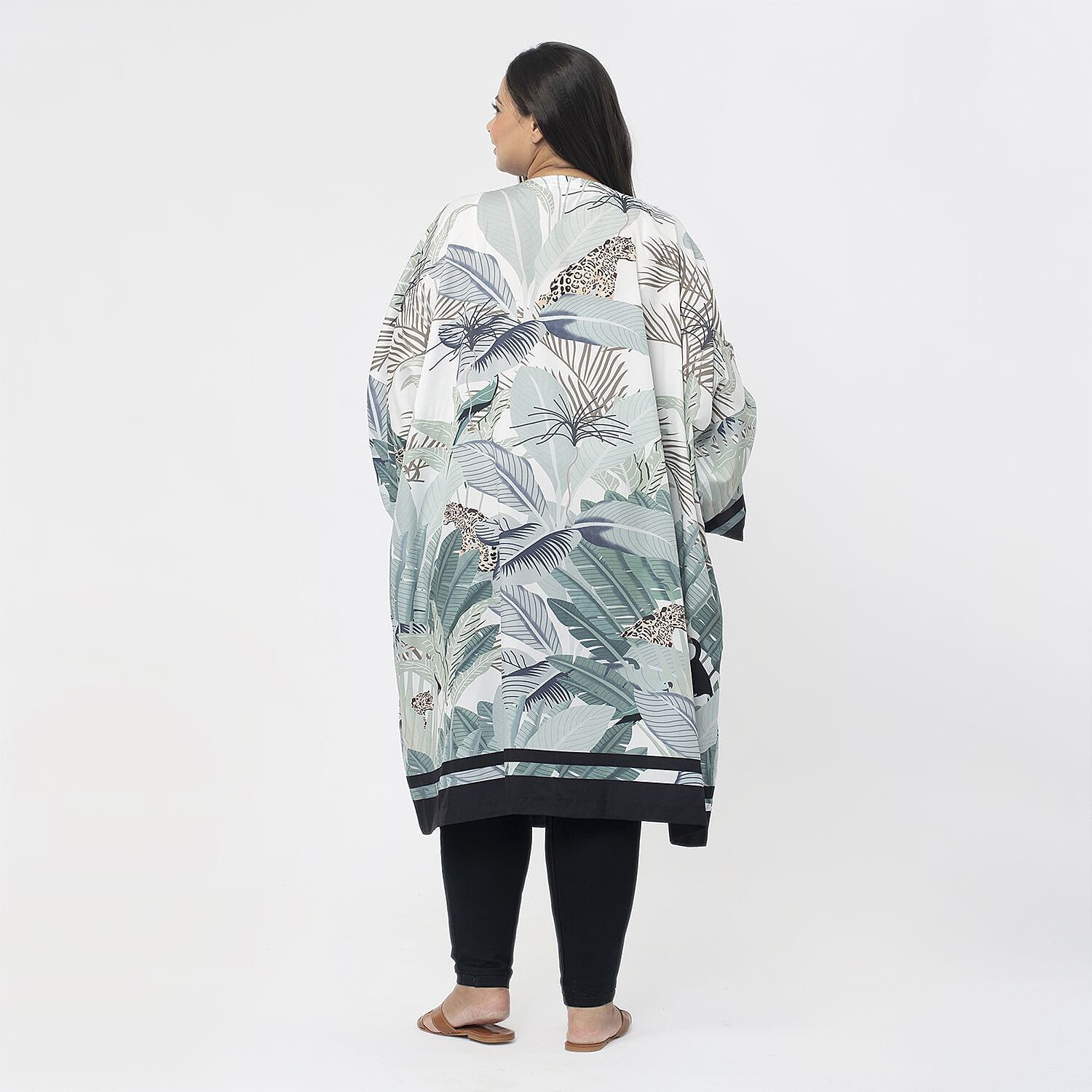 Tamsy Printed Kimono (Size XXL) - Green