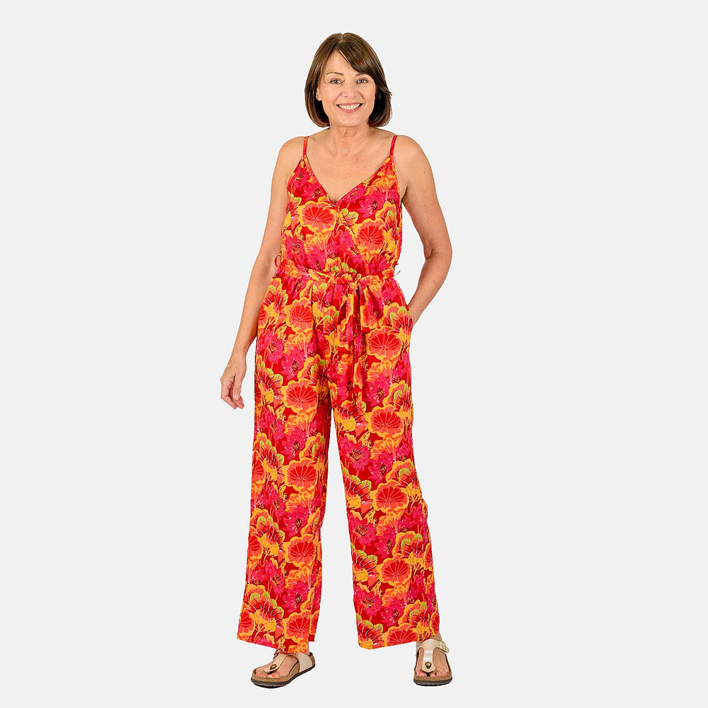 Tamsy Printed Jumpsuit (Size S) - Orange