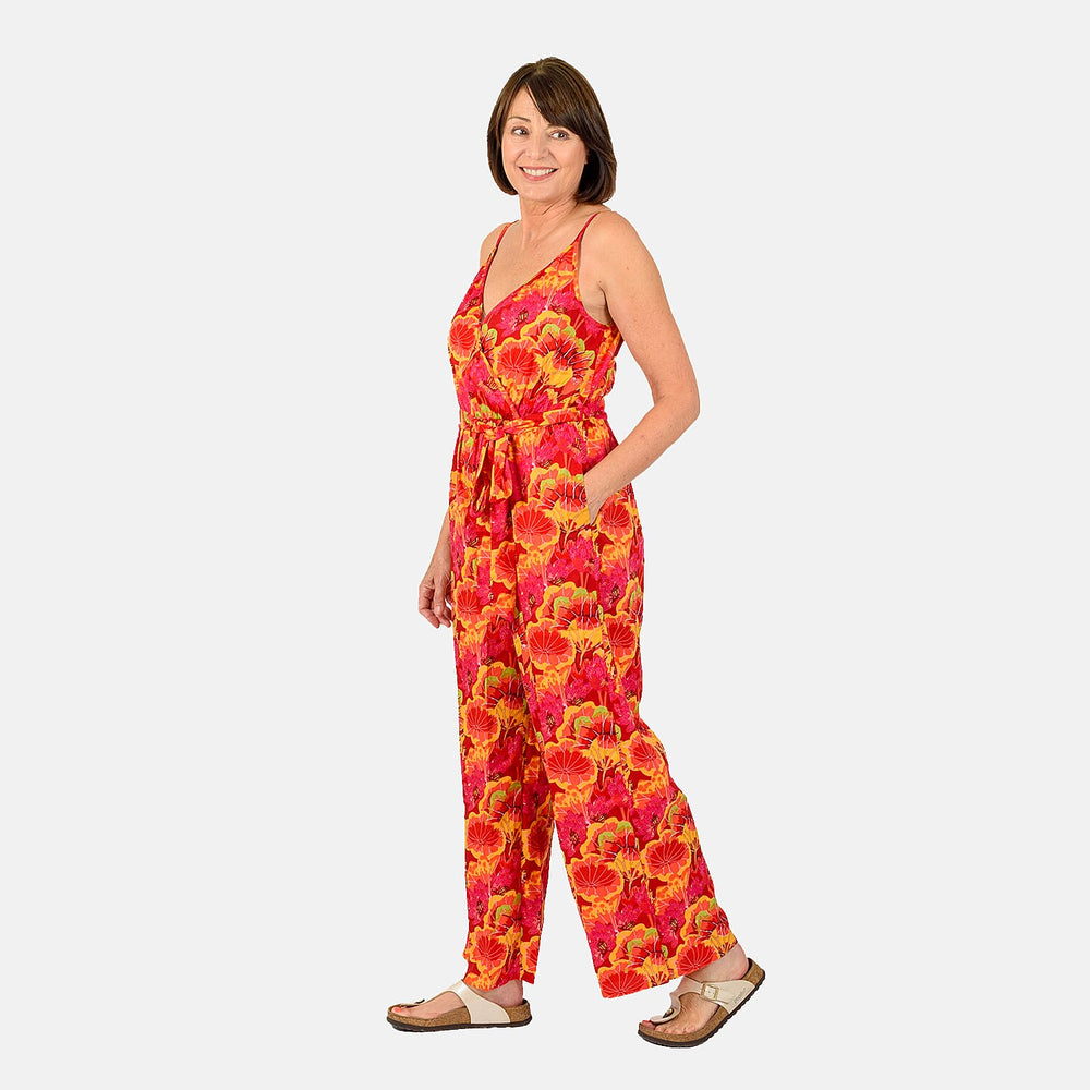 Tamsy Printed Jumpsuit (Size S) - Orange