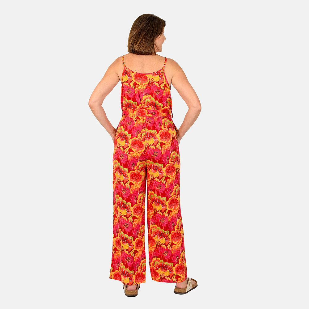 Tamsy Printed Jumpsuit (Size S) - Orange