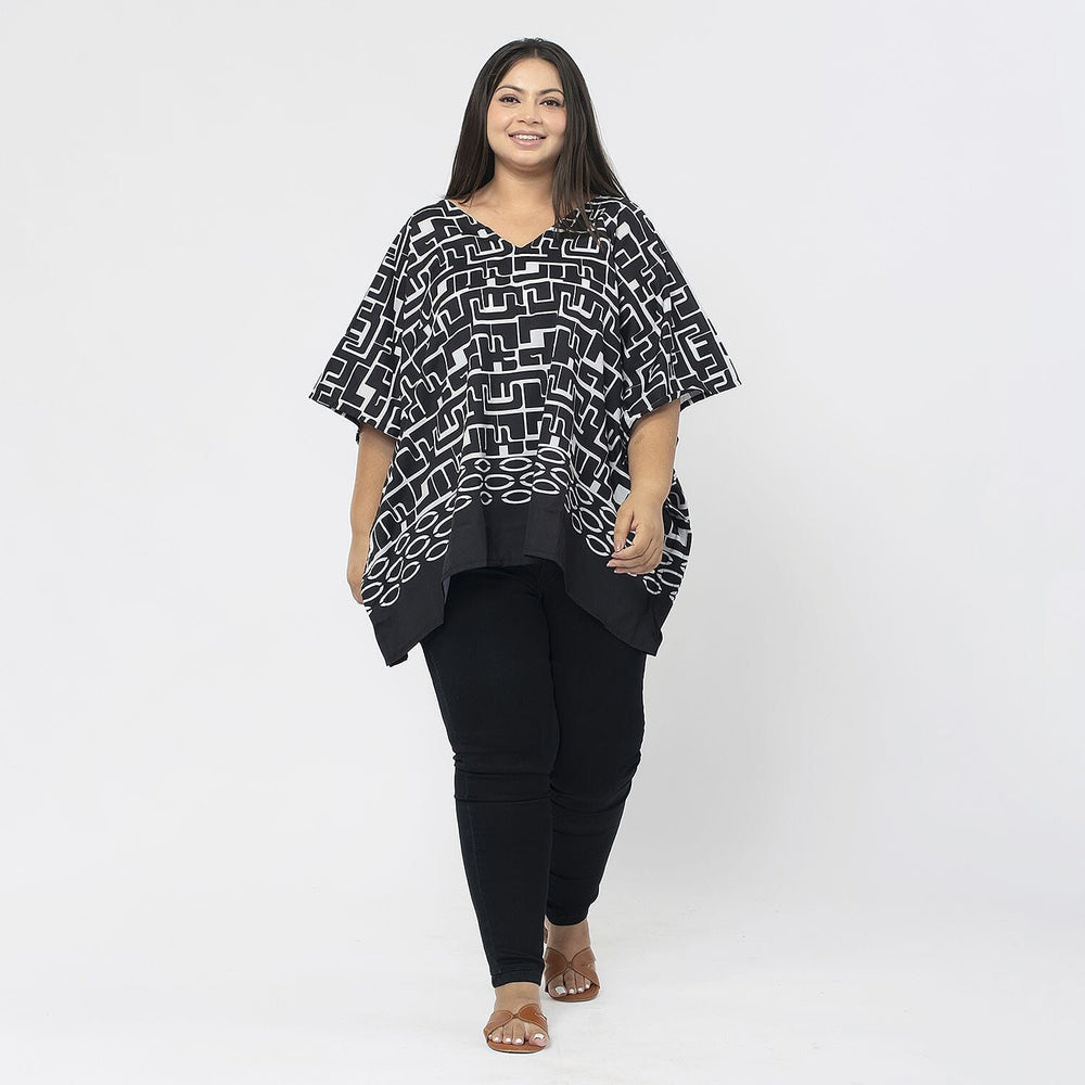 Tamsy Printed Top (Size L) - Black - White
