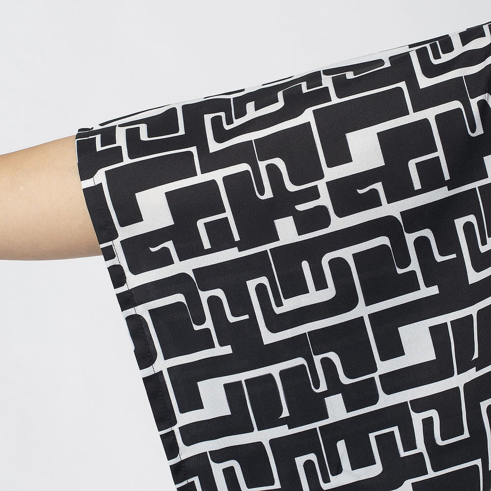 Tamsy Printed Top (Size L) - Black - White
