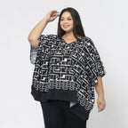 Tamsy Printed Top (Size XL) - Black - White