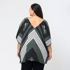 TAMSY Printed V-Neck Kaftan (Size S) - Khaki