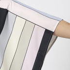 TAMSY Stripe Pattern V-Neck Kaftan (Size XL) - Pink - White