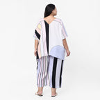TAMSY Stripe Pattern V-Neck Kaftan (Size XL) - Pink - White