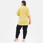 Tamsy Knit Foil Printed Pleated Tunic (One Size) - Golden