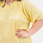 Tamsy Knit Foil Printed Pleated Tunic (One Size Curve) - Golden