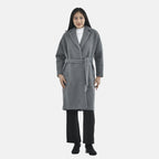 Tamsy Boucle Tie Belted Coat with 2 Side Pockets (Size S) - Grey