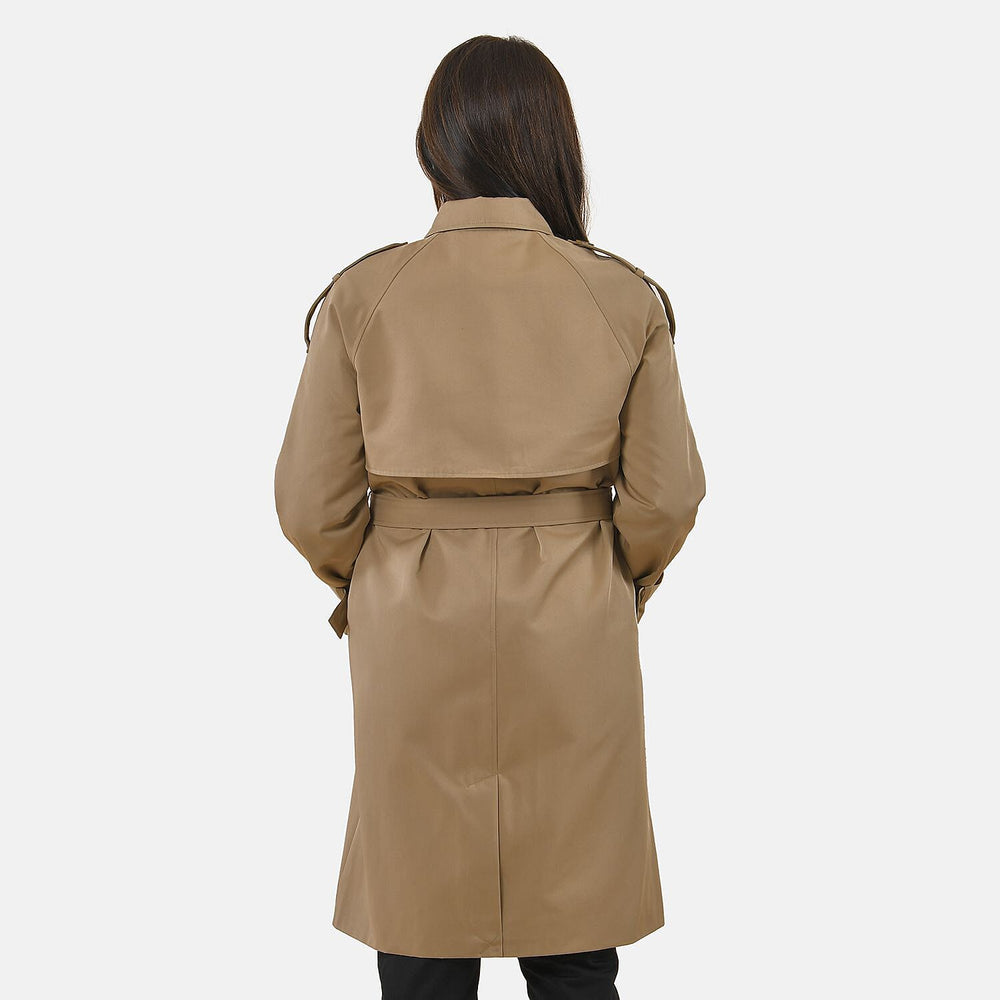 TAMSY Trench Coat with 2 Adjustable Buckle Cuffs and Waist Belt (Size XXL, 24 - 26) - Khaki