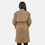 TAMSY Trench Coat with 2 Adjustable Buckle Cuffs and Waist Belt (Size XXL, 24 - 26) - Khaki