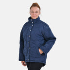 Tamsy Long Sleeve Padded Warm Coat with Two Exterior Pockets (Size XXL 24-26) - Navy