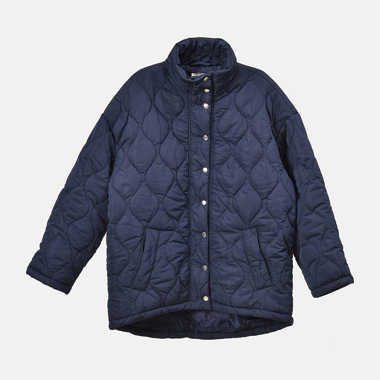Tamsy Long Sleeve Padded Warm Coat with Two Exterior Pockets (Size XXL 24-26) - Navy