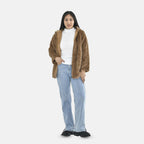 Tamsy Faux Fur Hoodie (Size M,12-14) - Brown