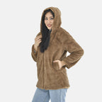 Tamsy Faux Fur Hoodie (Size XL,18-20) - Brown