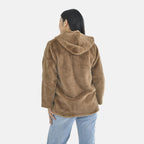 Tamsy Faux Fur Hoodie (Size XXL,24-26) - Brown