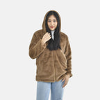 Tamsy Faux Fur Hoodie (Size XXL,24-26) - Brown