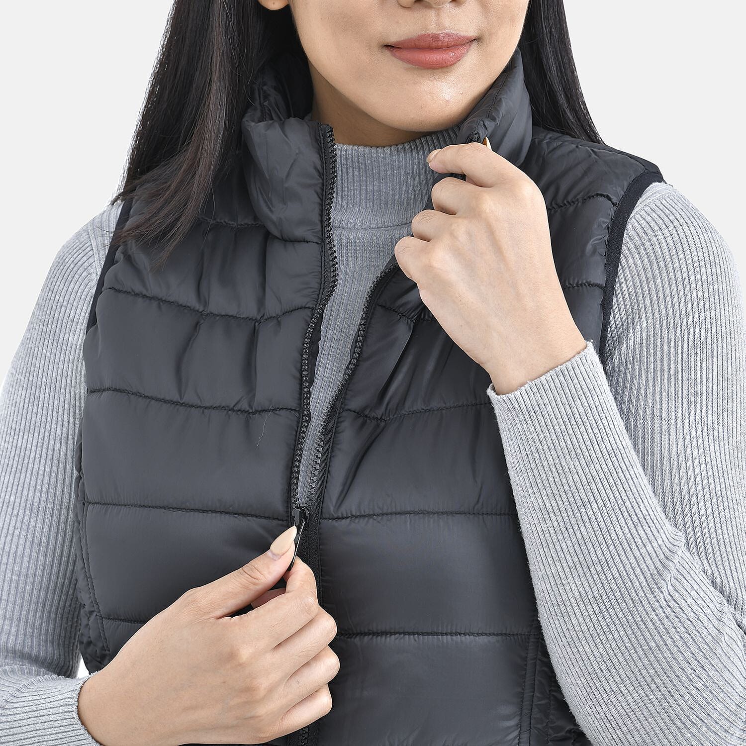 TAMSY Padded Gilet with 2 Side Zippered Pockets (Size S,8-10)  - Black
