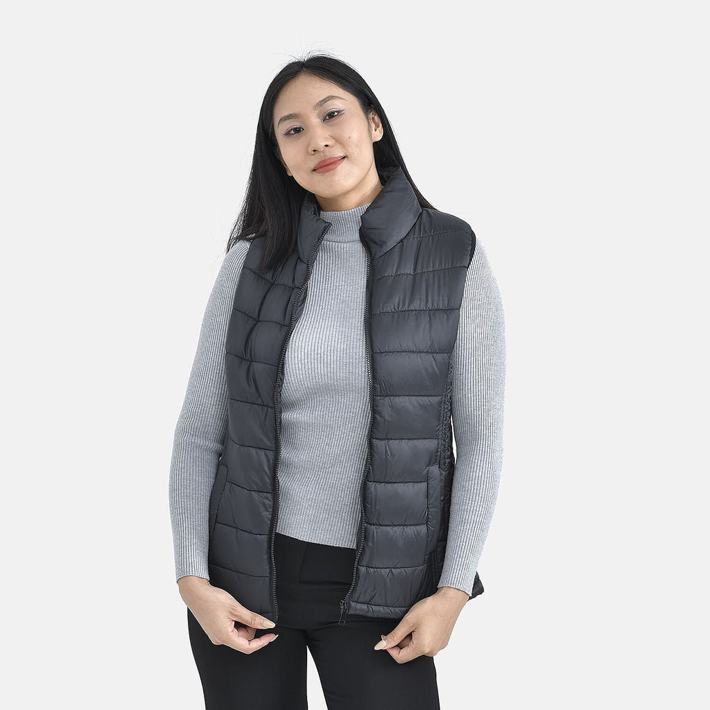 Monster Deal - TAMSY Padded Gilet with 2 Side Zippered Pockets (Size M,12-14)  - Black