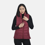 Monster Deal - TAMSY Padded Gilet with 2 Side Zippered Pockets (Size S,8-10) - Cranberry