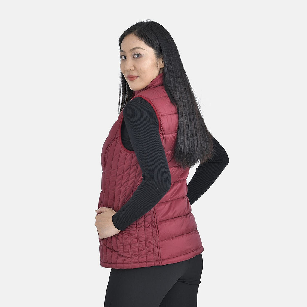TAMSY Padded Gilet with 2 Side Zippered Pockets (Size M,12-14) - Cranberry