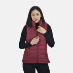 TAMSY Padded Gilet with 2 Side Zippered Pockets (Size M,12-14) - Cranberry