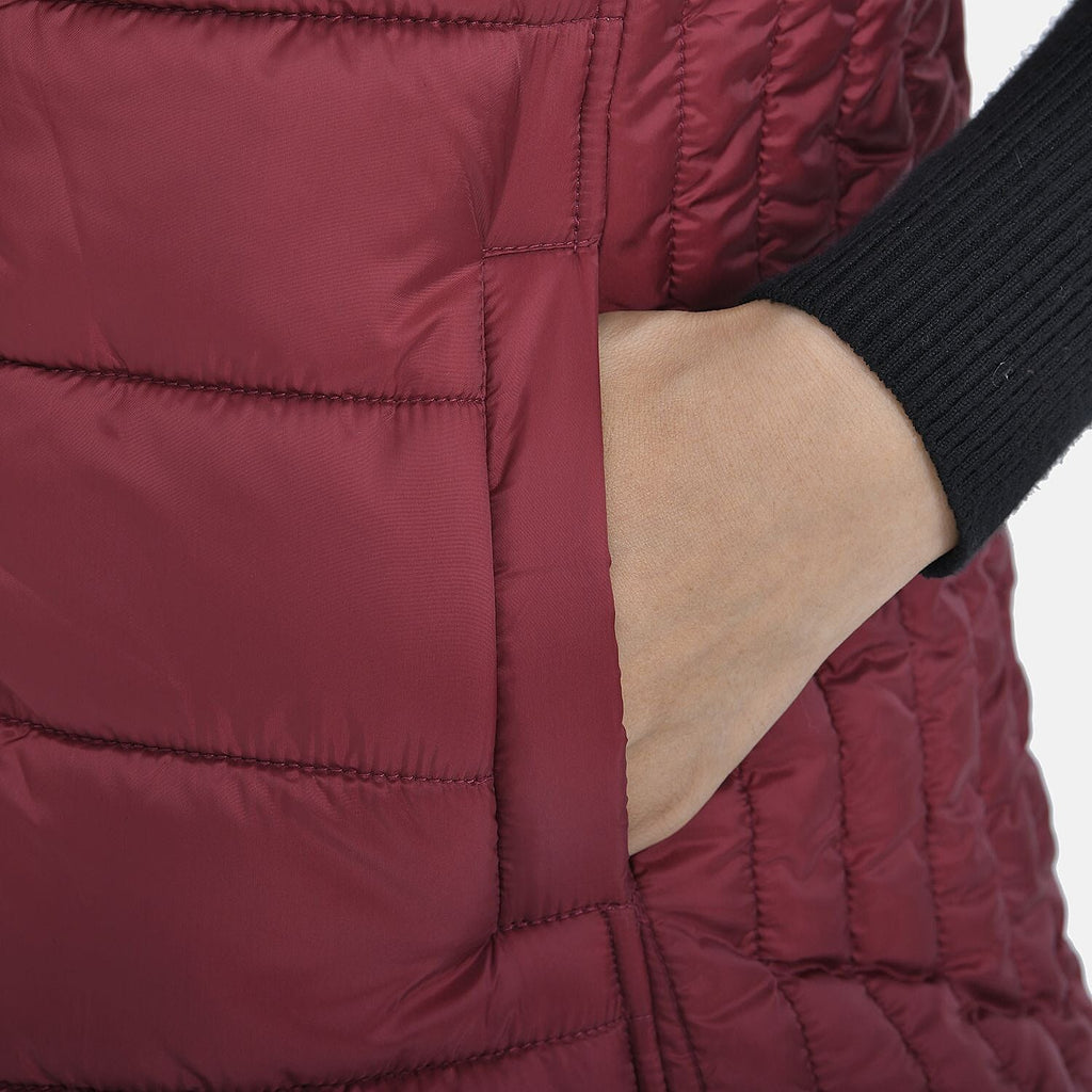 TAMSY Padded Gilet with 2 Side Zippered Pockets (Size M,12-14) - Cranberry