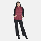Monster Deal - TAMSY Padded Gilet with 2 Side Zippered Pockets (Size XL, 20-22) - Cranberry