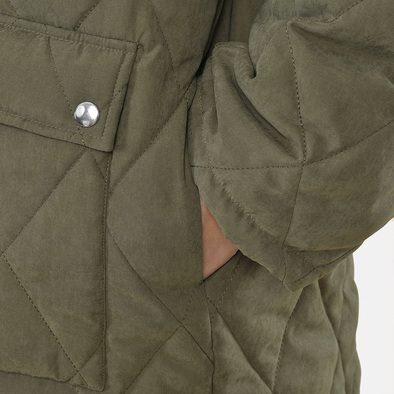 Tamsy Padded Coat with Two Pockets (Size S,8-10) - Green