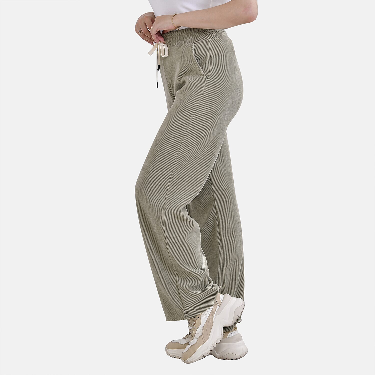 TAMSY Corduroy Trousers (Size S) - Green