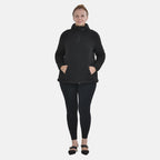 Half Zip Sherpa Sweatshirt With Handy Kangaroo Pocket (Size M) - Black