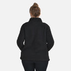 Half Zip Sherpa Sweatshirt With Handy Kangaroo Pocket (Size M) - Black