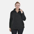 Half Zip Sherpa Sweatshirt With Handy Kangaroo Pocket (Size M) - Black