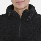 Half Zip Sherpa Sweatshirt With Handy Kangaroo Pocket (Size M) - Black