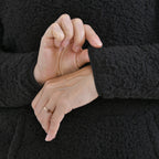Half Zip Sherpa Sweatshirt With Handy Kangaroo Pocket (Size M) - Black