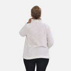 Half Zip Sherpa Sweatshirt With Handy Kangaroo Pocket (Size XL) - White