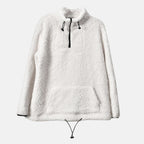 Half Zip Sherpa Sweatshirt With Handy Kangaroo Pocket (Size XL) - White