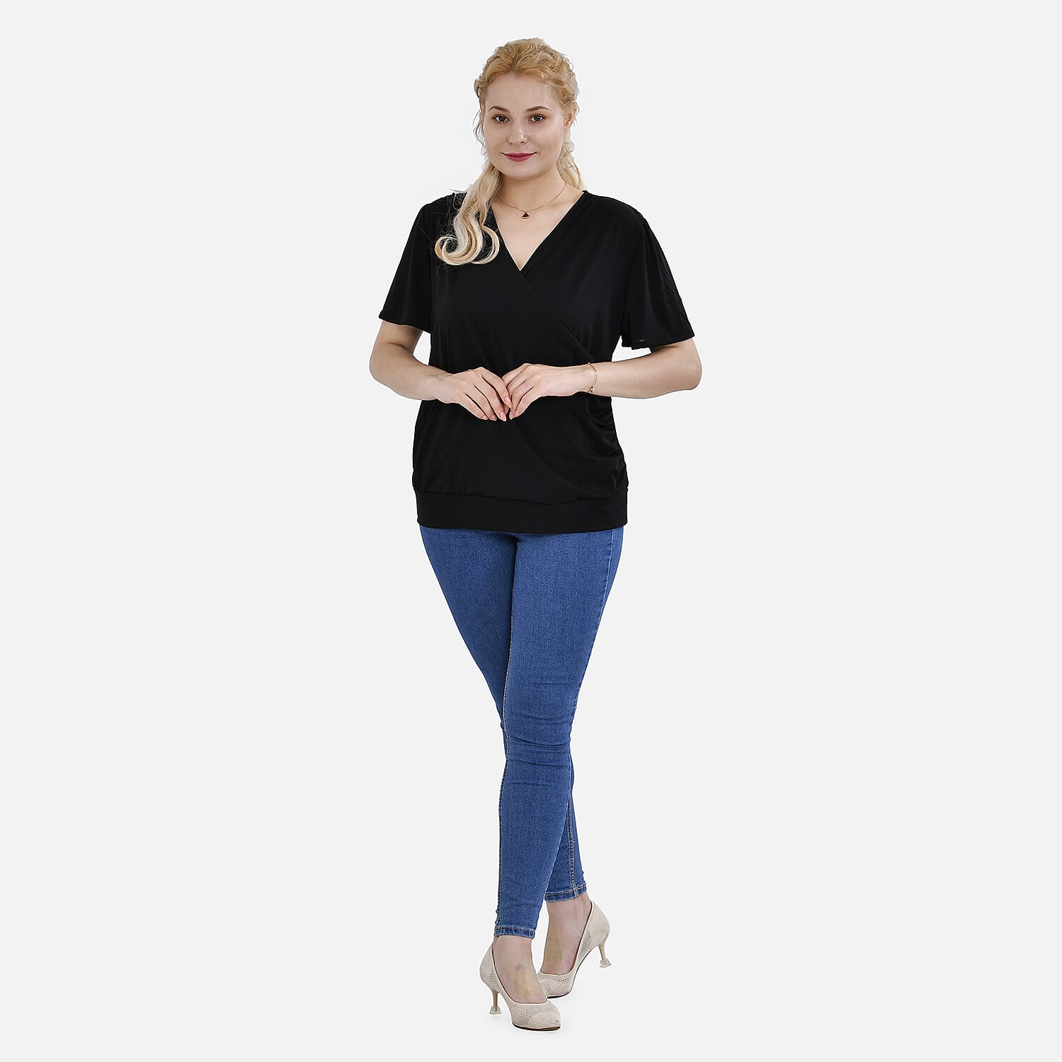 Tamsy V-Neck Top (One Size)- Black