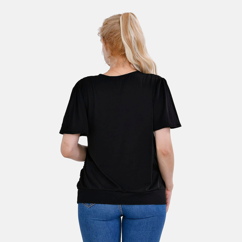 Tamsy V-Neck Top (One Size)- Black
