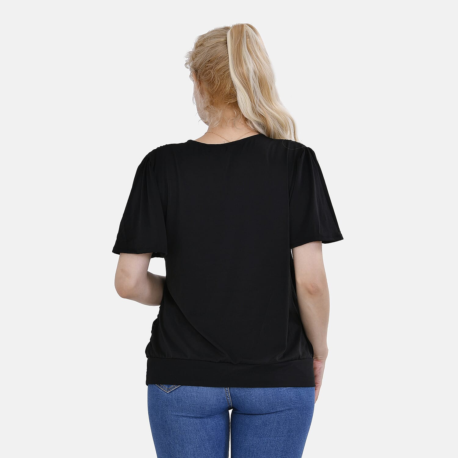 Tamsy V-Neck Top (One Size)- Black