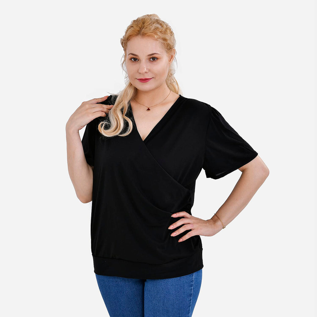 Tamsy V-Neck Top (One Size)- Black
