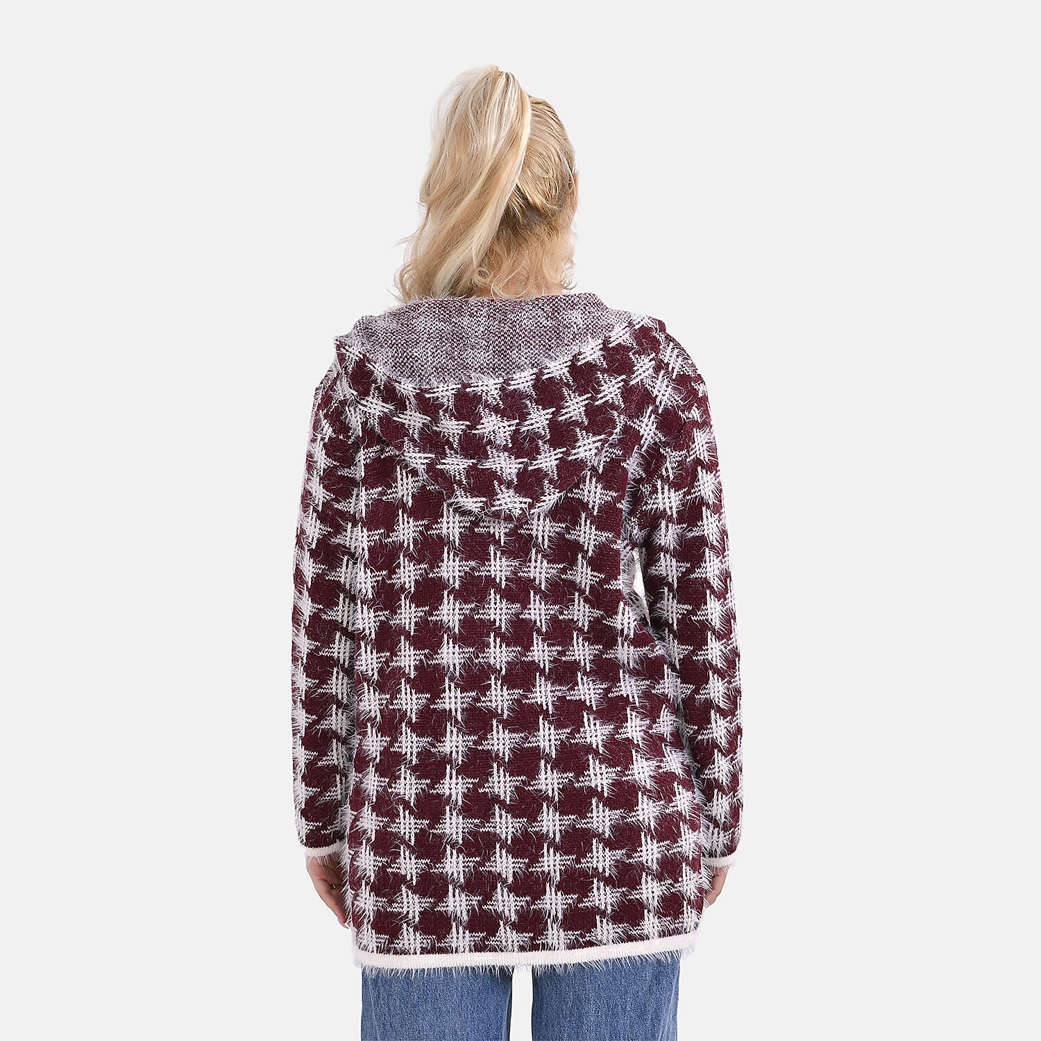 Tamsy Winter Coatigan with Hoodie - (Size 8-20) Red & White
