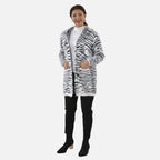 Tamsy Zebra Pattern Cardigan and Sweater-Jumper (Size Free 8-20 ) - White - Black