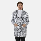 Tamsy Zebra Pattern Cardigan and Sweater-Jumper (Size Free 8-20 ) - White - Black