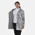 Tamsy Zebra Pattern Cardigan and Sweater-Jumper (Size Free 8-20 ) - White - Black