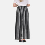 TAMSY Stripe Pattern Trousers (One Size) - Black - White