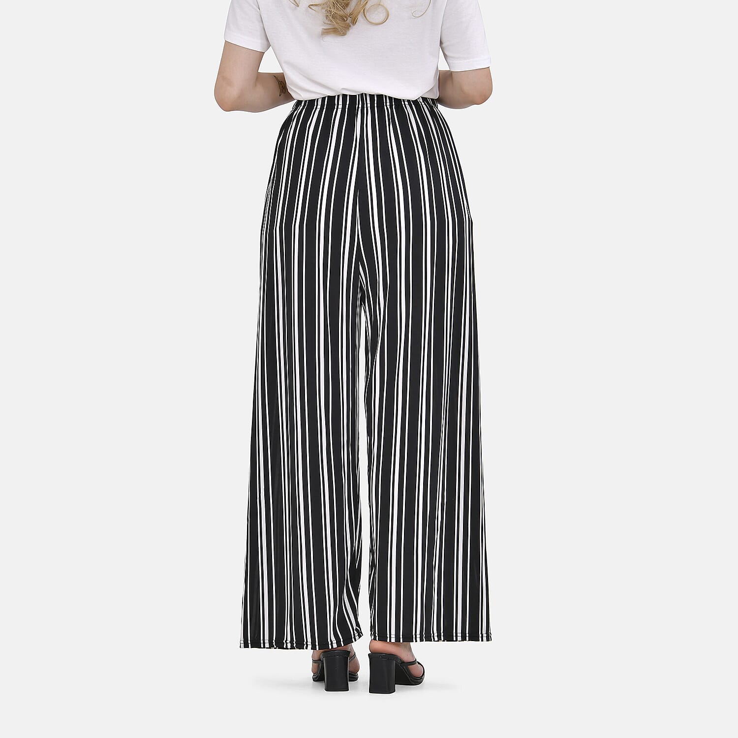 TAMSY Stripe Pattern Trousers (One Size) - Black - White