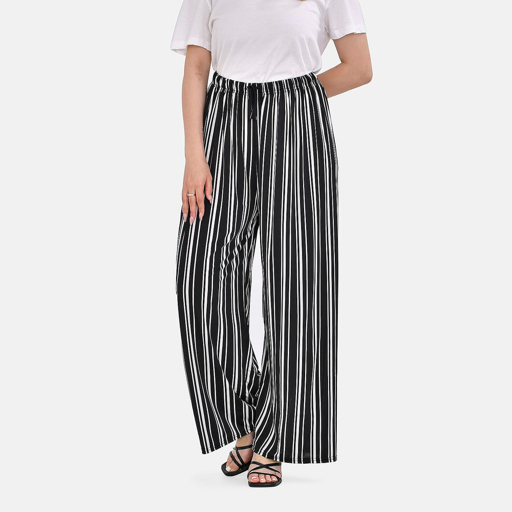 TAMSY Stripe Pattern Trousers (One Size) - Black - White